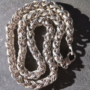 Vintage MONET Silver Plated Necklace RARE wheat chain link, Beautiful Chain